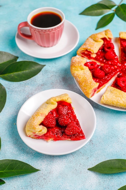 Tarte ouverte, galette aux framboises.