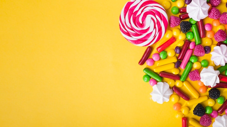 Photo gratuit tas de bonbons délicieux