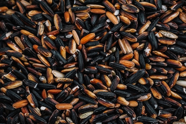 Tas de riz noir cru