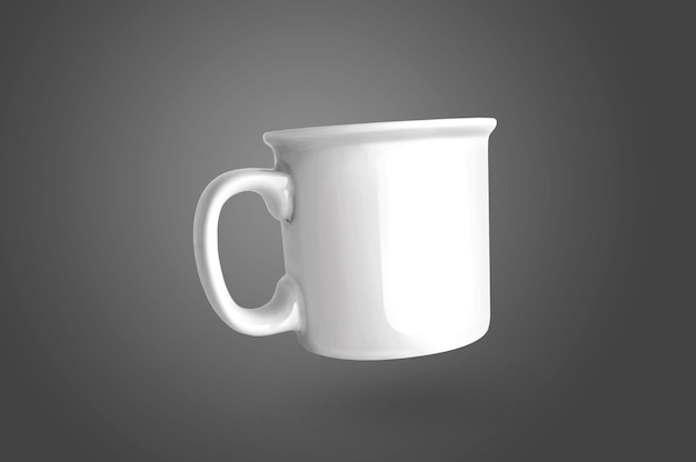 Une tasse blanche sur fond gris