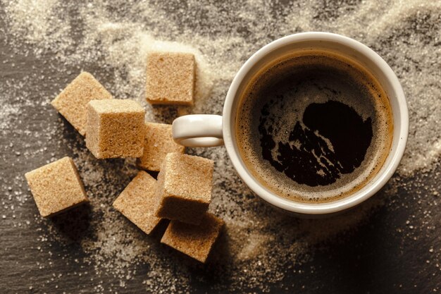 Tasse de café avec du sucre