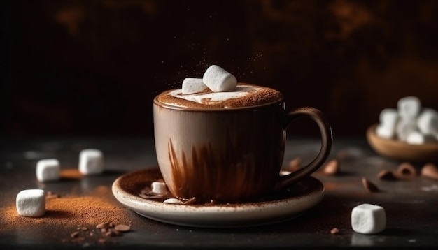 Photo gratuite tasse à café foncée sur une table en bois rustique générée par l'ia