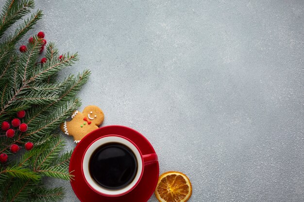 Tasse de café de noël avec espace de copie