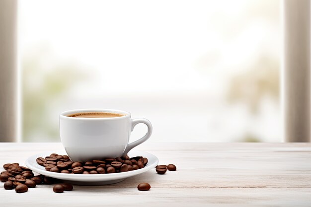 Tasse et grains de café délicieux