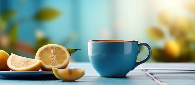 Tasse de thé avec une tranche de citron Image générée par l'IA