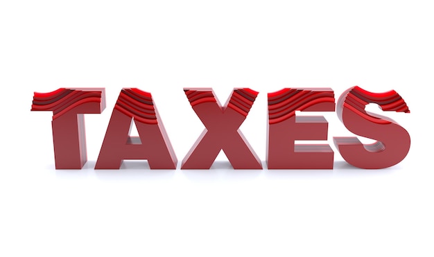 Taxes mot du concept financier de l'entreprise ou paiement des taxes sur l'arrière-plan de l'économie rendu 3d