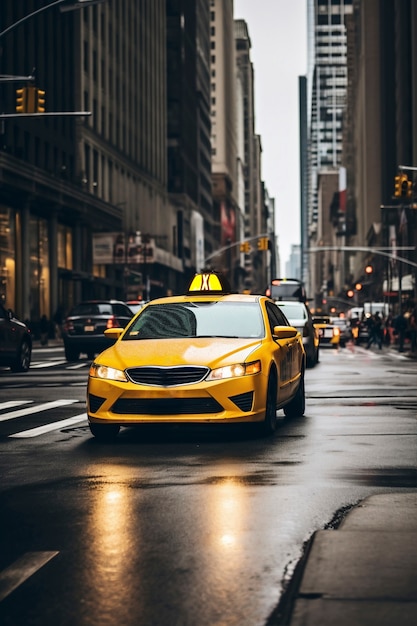 Un taxi jaune en ville