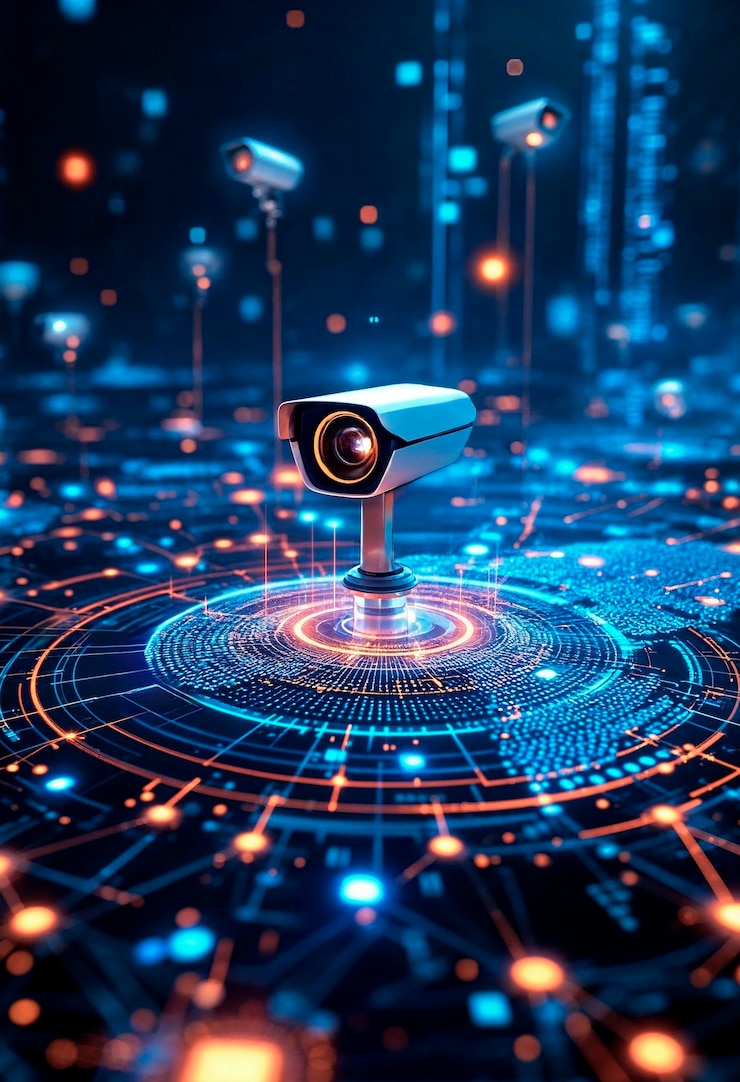 Photo gratuit technologie de surveillance et de sécurité des données