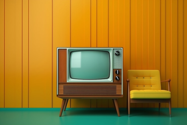 Photo gratuit télévision rétro à l'intérieur