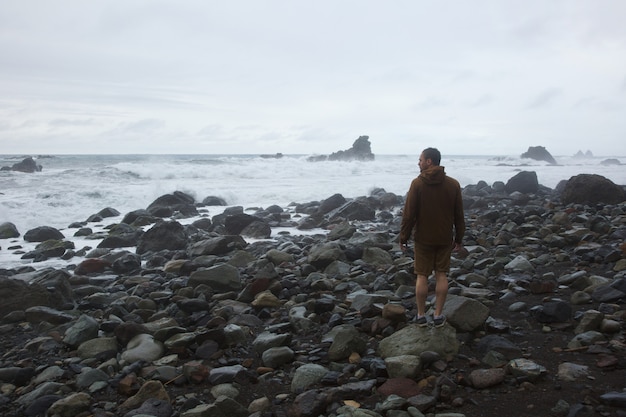 Photo gratuite tempête sur une plage sauvage