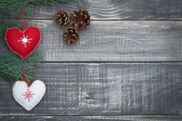 Photo gratuite le temps de noël sur des planches de bois