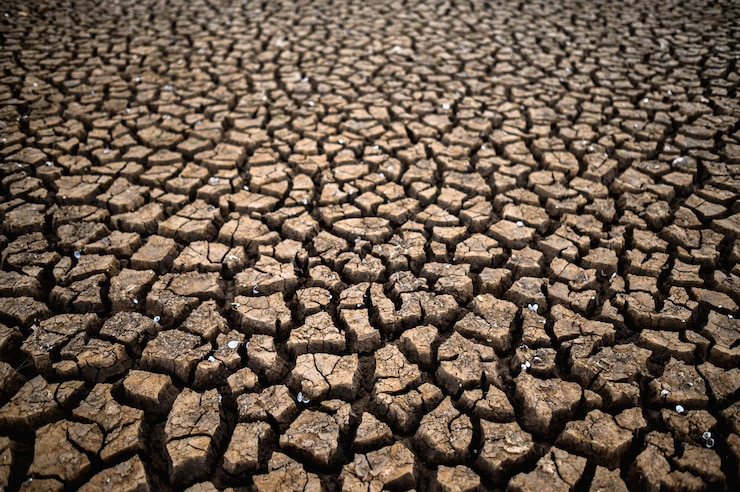 Photo gratuit terre aride avec sol sec et craquelé, réchauffement climatique
