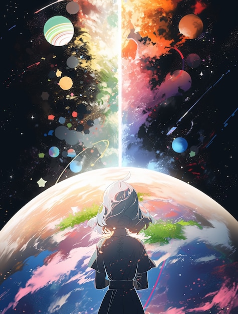 Photo gratuite la terre représentée dans le style anime