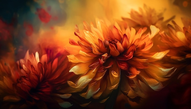 Tête de fleur multicolore pétales vibrants gros plan beauté générée par l'IA