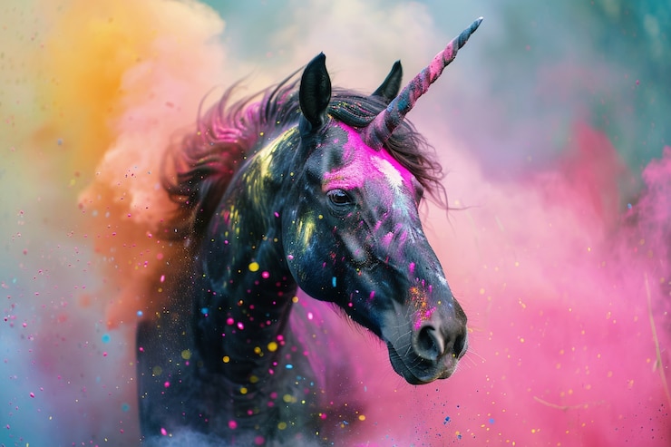 Photo gratuit la tête d'une licorne fantastique