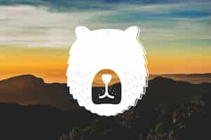 Photo gratuite tête d'ours abstrait illustration de bannière d'animaux de la faune
