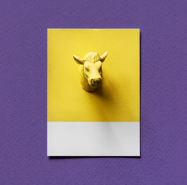 Photo gratuite tête de taureau jaune sur papier