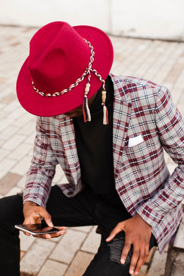 Photo gratuit textos élégant jeune homme sur son téléphone portable