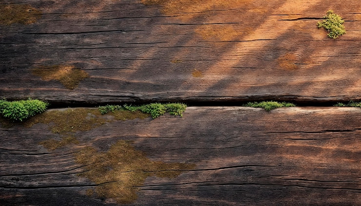 Photo gratuit texture en bois altérée avec de la mousse