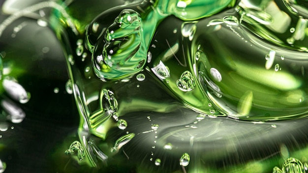 Texture de gel propre hygiène verte avec des bulles