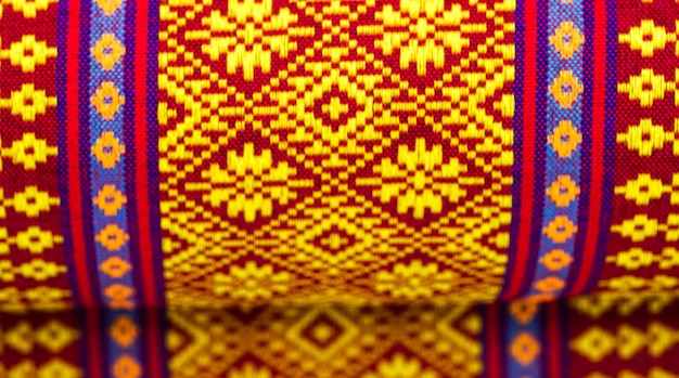 Texture de motif de tissu thaïlandais style de motif brodé local en thaïlande