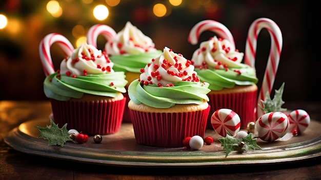 Photo gratuite thème d'hiver de délicieux cupcakes