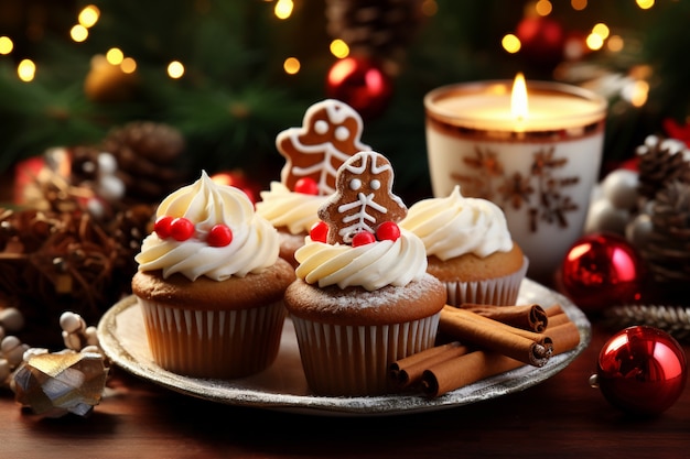 Thème d'hiver de délicieux cupcakes