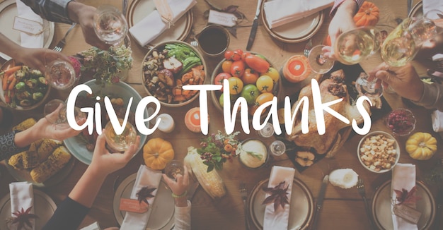 Thnaksgiving bénédiction célébrant le concept de repas reconnaissant