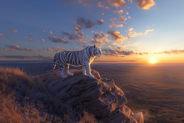 Photo gratuite le tigre blanc du bengale dans la nature