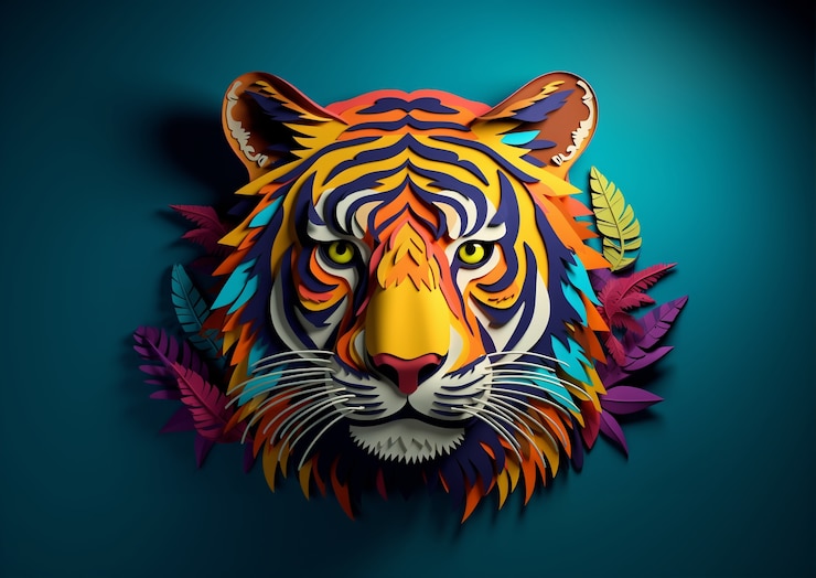 Photo gratuit tigre coloré en studio