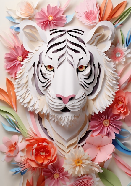 Tigre floral en studio
