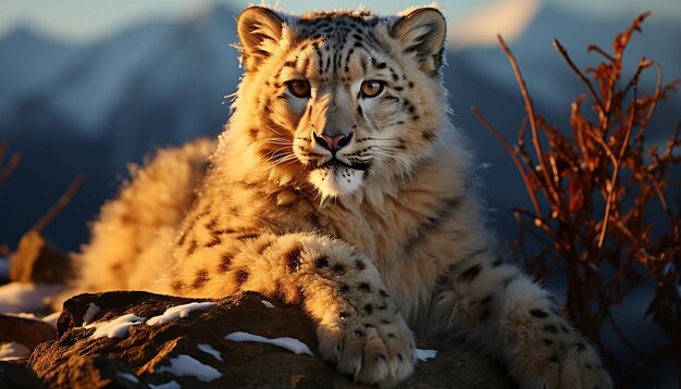 Photo gratuite un tigre majestueux dans la neige regardant la caméra sauvage et magnifique généré par l'ia