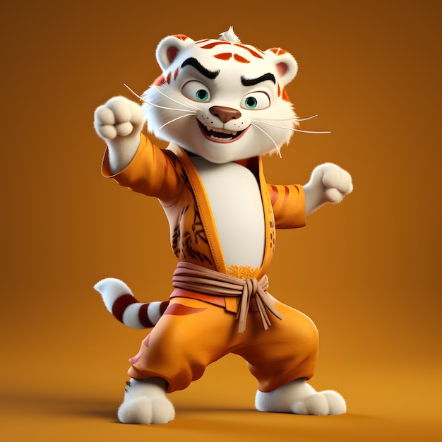 Photo gratuite tigre mignon portant l'uniforme de karaté