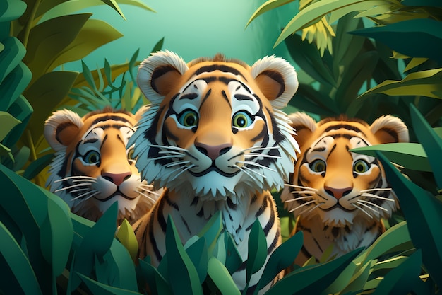 Photo gratuite tigres mignons dans la jungle