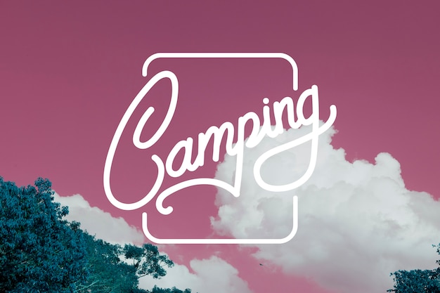 Photo gratuite timbre de bannière de motif graphique de voyage de camping