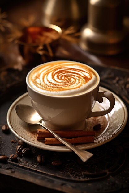 Titulo café chaud dans une tasse sur une table en bois rustique et fond rétro-éclairé