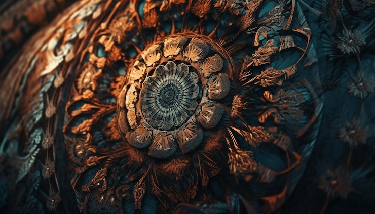 Photo gratuit toile de fond luxueuse de cercle orné de motifs floraux anciens générée par l'ia
