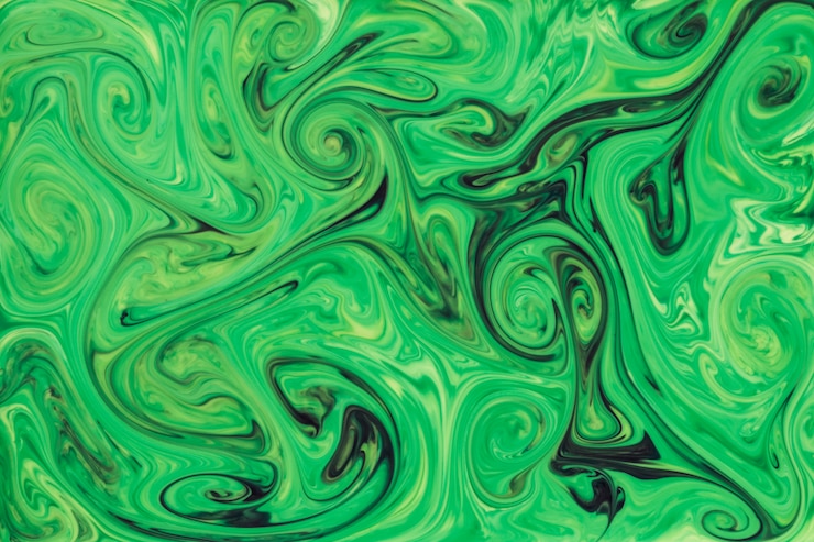 Photo gratuit toile de fond mélangée de peintures marbrées vertes et noires