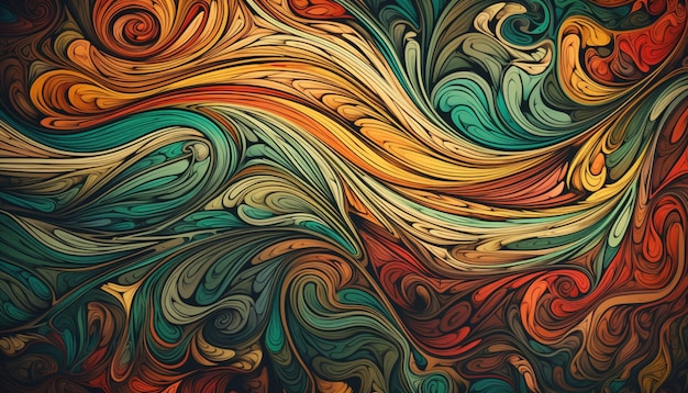 Photo gratuite toile de fond de motif de vague abstraite beauté de couleur verte vibrante générée par l'ia