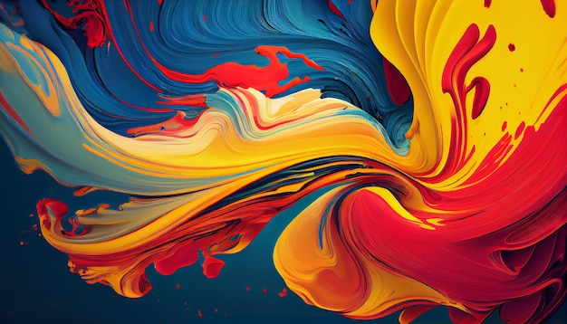Toile de fond multicolore abstraite avec IA générative de peinture liquide qui coule