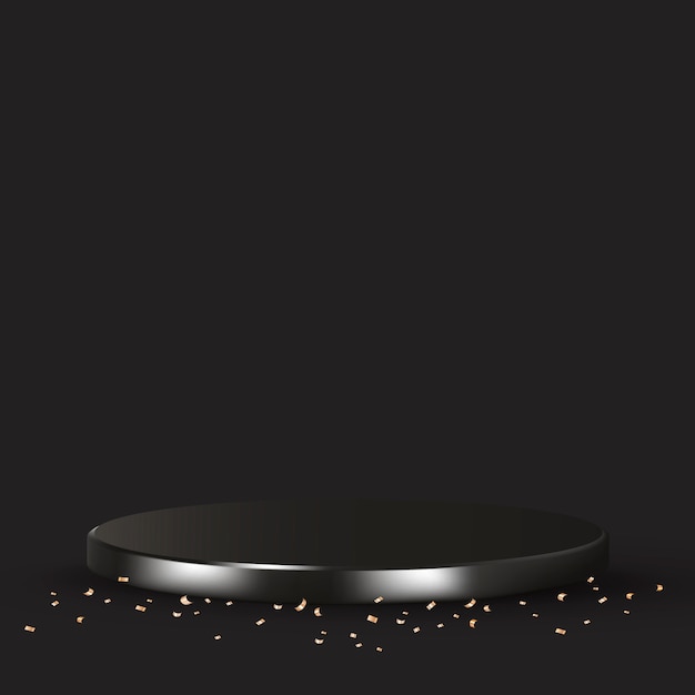 Photo gratuite toile de fond de produit 3d de luxe en noir avec des confettis dorés
