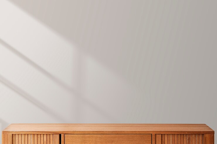 Photo gratuit toile de fond de produit minimal avec armoire en bois