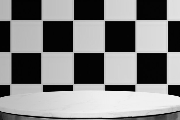 Photo gratuite toile de fond de produit de table blanche, conception de mur d'échiquier