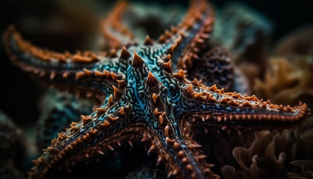 Étoile de mer dans le récif sous-marin une décoration naturelle générée par l'IA