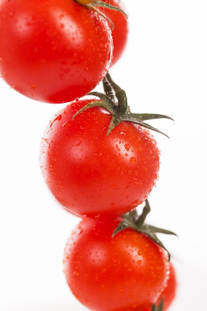 Tomates cerises fraîches sur une branche