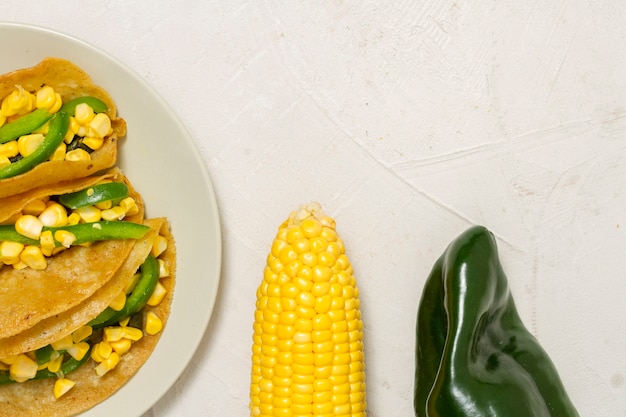 Top view de délicieux tacos aux légumes