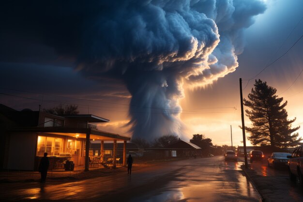 Tornade extrême près des maisons