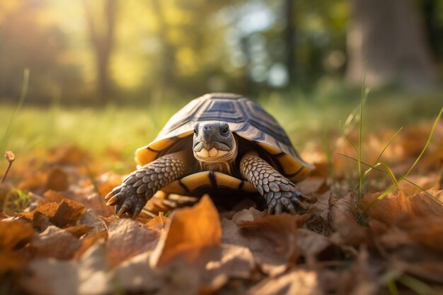 Photo gratuite tortue mignonne en forêt