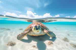 Photo gratuite tortues nageant dans l'océan