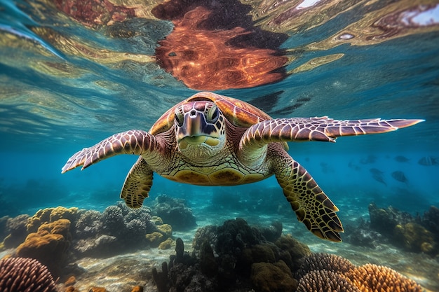 Photo gratuite tortues nageant dans l'océan